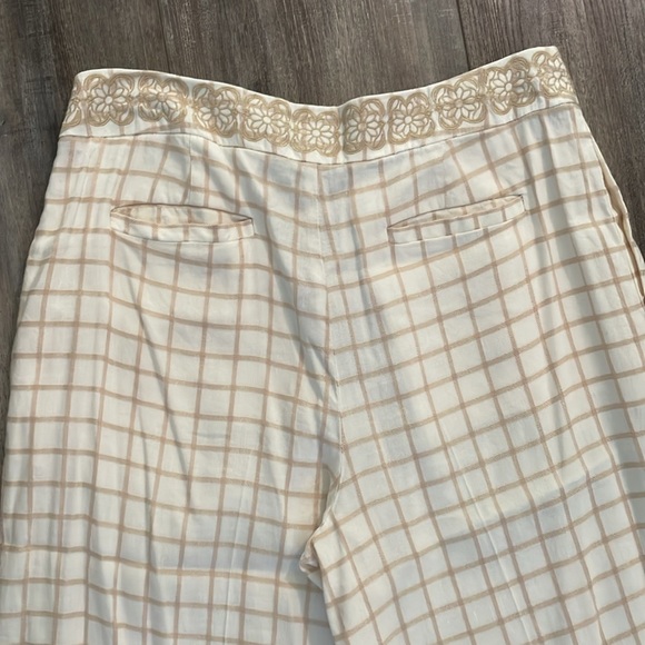 ELEVENSES- Linen Windowpane Wide leg Pant Size 8 - Picture 9 of 9
